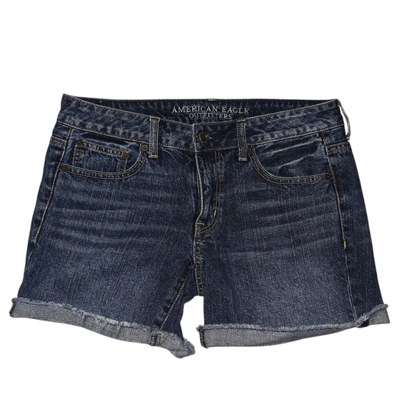 Womens American Eagle Outfitters Blue Jean Shorts w/ Rolled Hems, Size 4, Great! - Picture 1 of 3